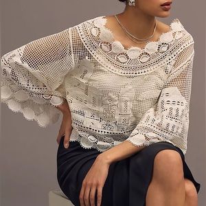 NWT - FARM Rio - Morada Boa Guipire Blouse - Off White - XS